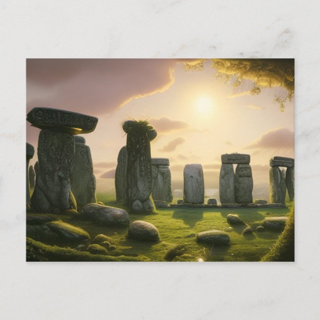 Sunrise Over Stonehenge Digital Art  Postcard (Front)