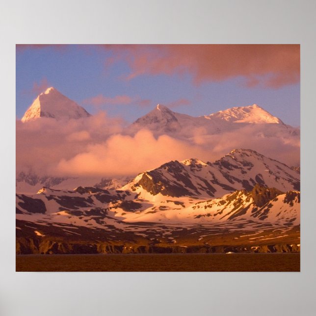 Sunrise over the mountain ranges on South Poster (Front)