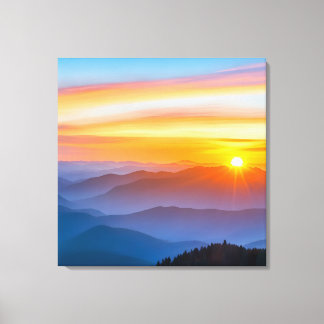Sunrise over the mountains canvas print