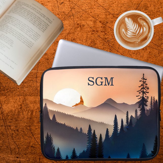 Sunrise Over the Mountains Monogram  Laptop Sleeve (Creator Uploaded)