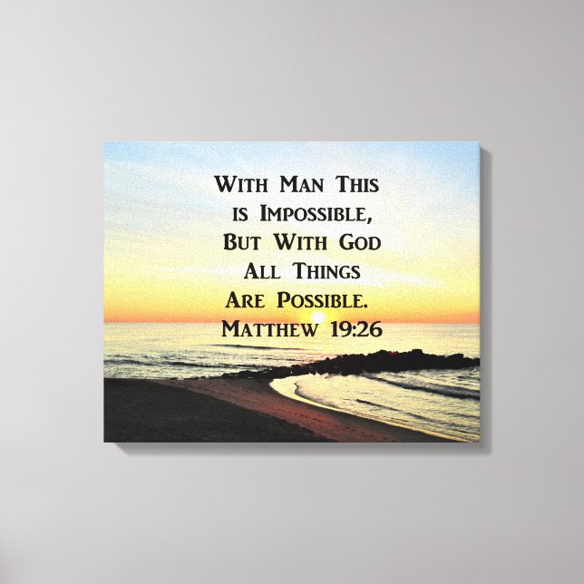 SUNRISE OVER THE OCEAN MATTHEW 19:26 CANVAS PRINT (Front)