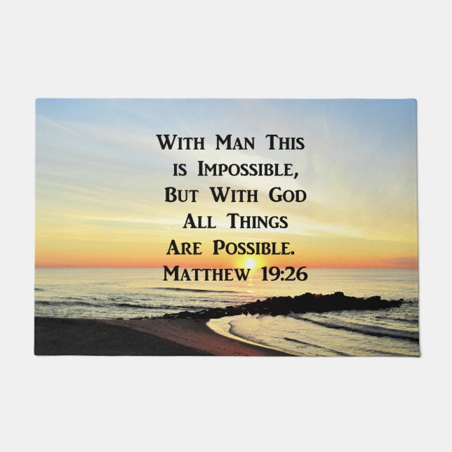 SUNRISE OVER THE OCEAN MATTHEW 19:26 DOORMAT (Front)