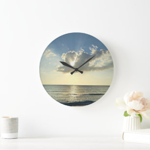 Sunrise Over the Quiet Coast Large Clock