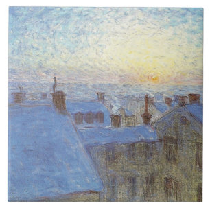 Sunrise over the Rooftops (by Eugène Jansson) Tile