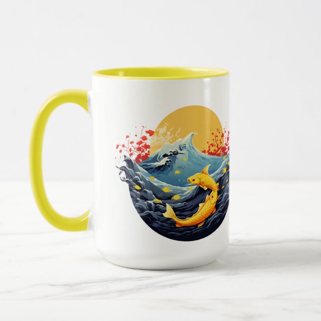 "Sunrise Over the Waves: Koi Edition Mug (Left)