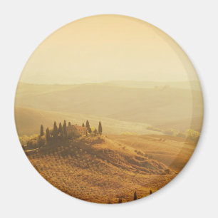 Sunrise over Tuscany round magnet