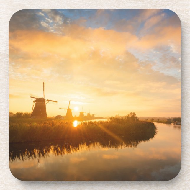 Sunrise over windmills and a river in Holland Coaster (Front)