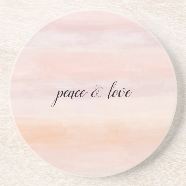 Sunrise Peach Blush Pink Tie Dye Watercolor Ombre Coaster (Front)