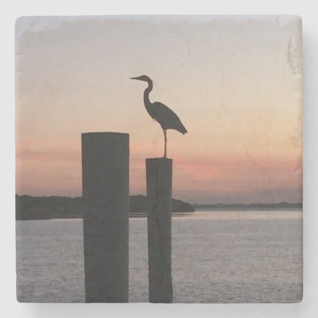 Sunrise Pelican Stone Coaster (Front)