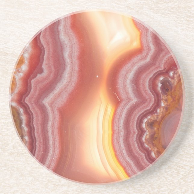 Sunrise Pink Orange Yellow Agate Coaster (Front)