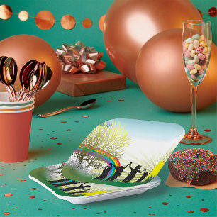 Sunrise Rainbow Children Paper Plate