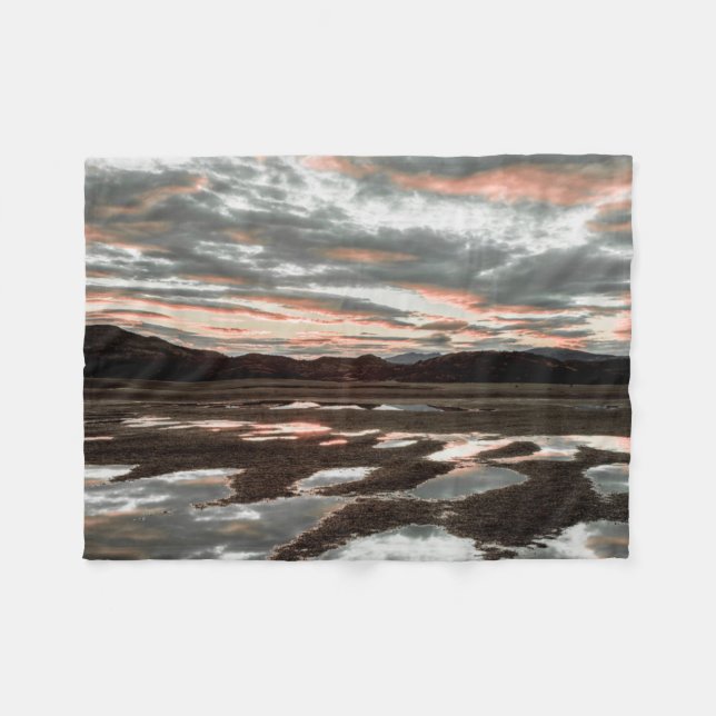 Sunrise reflections at Lago Grey Fleece Blanket (Front (Horizontal))