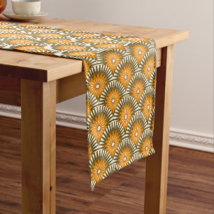Sunrise retro flower - Orange & brown Long Table Runner