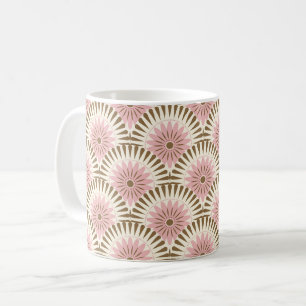 Sunrise retro flower - pink & brown coffee mug