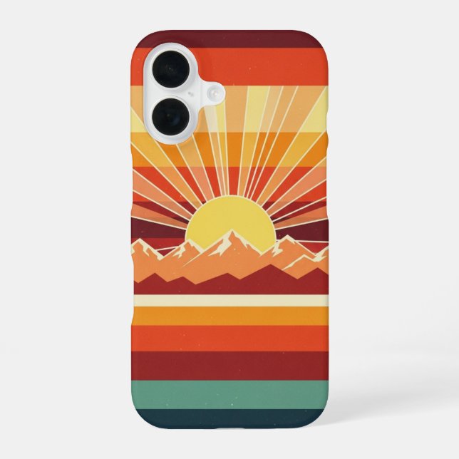 Sunrise Retro Peaks iPhone 16 Case (Back)