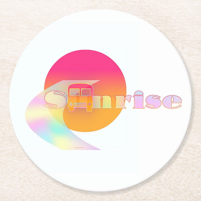 Sunrise  round paper coaster (Front)