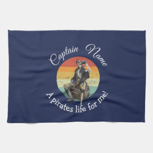 Sunrise Rum Skeleton Priate Party Tea Towel