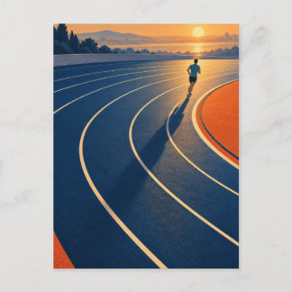 Sunrise Runner Blue Track Sports Postcard