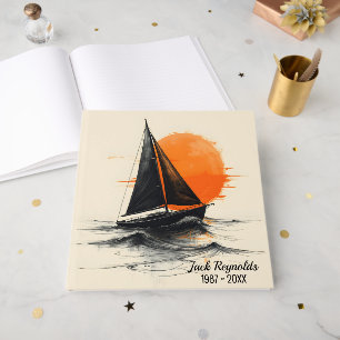 Sunrise Sailboat Silhouette for Memorial Service Guest Book