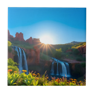 Sunrise Sandstone Waterfall Landscape Tile