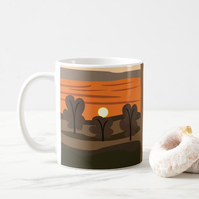 Sunrise Sky Scenic Nature Coffee Mug (With Donut)