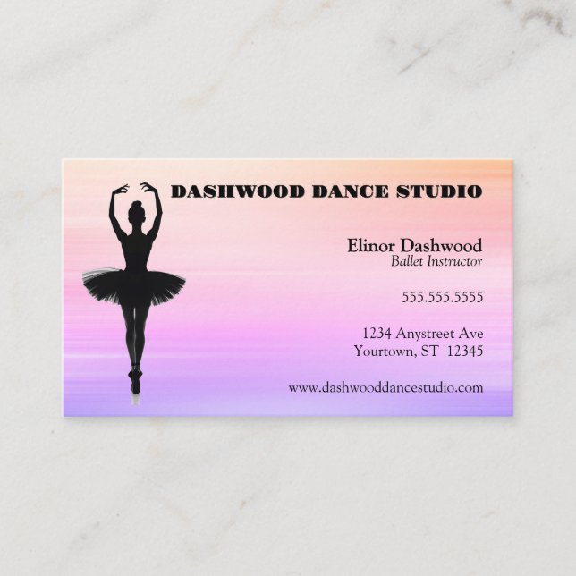 Sunrise Streaks Dancer Dance Instructor Ballet Business Card (Front)