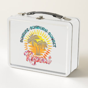 Sunrise-Sunburn-Sunset-Repeat Golden Palm Trees Metal Lunch Box