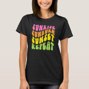 Sunrise Sunburn Sunset Repeat Retro Summer Graphic T-Shirt