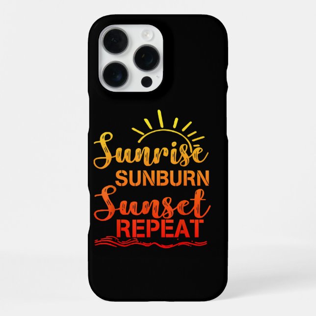 Sunrise Sunburn Sunset Repeat Retro Summer iPhone Case (Back)