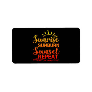 Sunrise Sunburn Sunset Repeat Retro Summer Label
