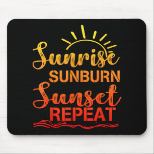 Sunrise Sunburn Sunset Repeat Retro Summer Mouse Pad