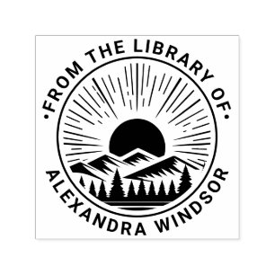 Sunrise Sunset Behind Mountains Library Book Name Self-inking Stamp