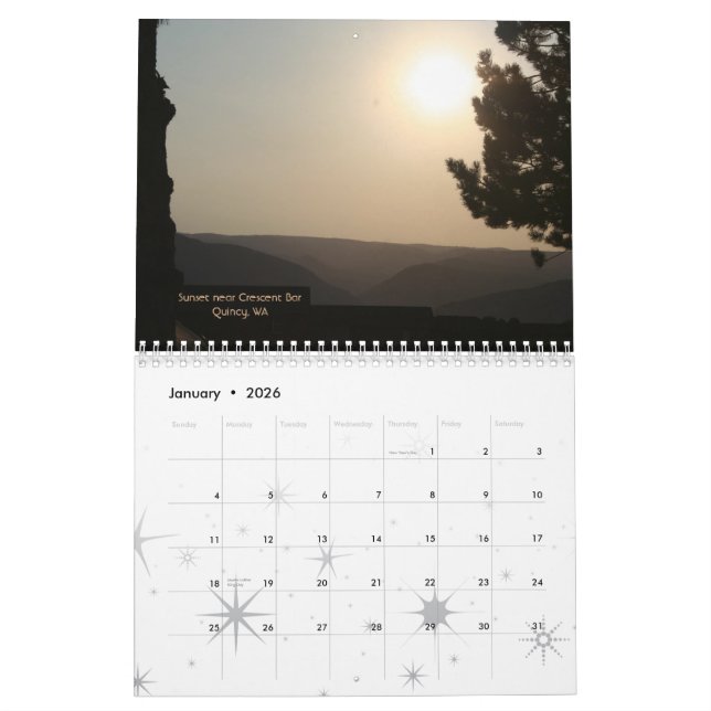 Sunrise Sunset...customisable! Calendar (Jan 2026)