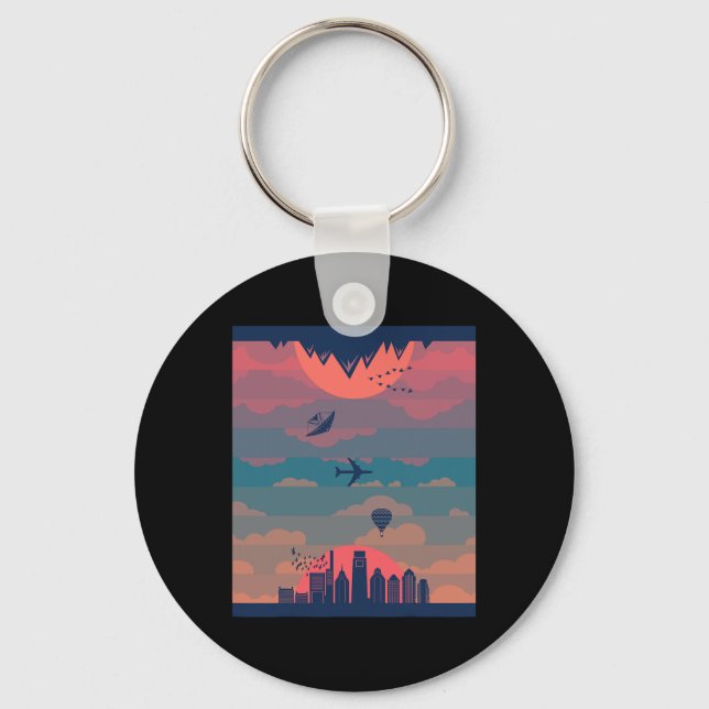 Sunrise Sunset Cycle Of Day And Night Earth 360  Key Ring (Front)