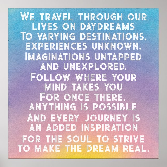 Sunrise Sunset Daydreams Inspirational Quote Poster (Front)