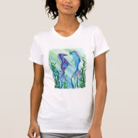 Sunrise Swim, Sea Dragon & Mermaid Cat Art T-Shirt