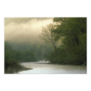 Sunrise through fog viewed from Red Bluff, Photo Print