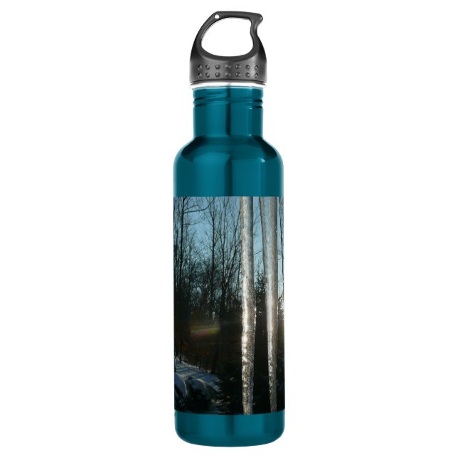 Sunrise Through Icicles Winter Nature Photography 710 Ml Water Bottle (Front)