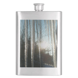 Sunrise Through Icicles Winter Nature Photography Hip Flask