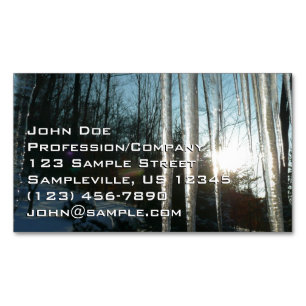 Sunrise Through Icicles Winter Nature Photography Magnetic Business Card