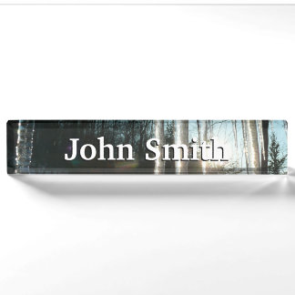 Sunrise Through Icicles Winter Nature Photography Nameplate