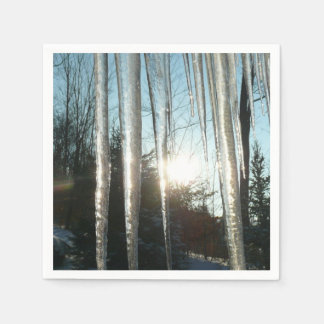Sunrise Through Icicles Winter Nature Photography Napkin