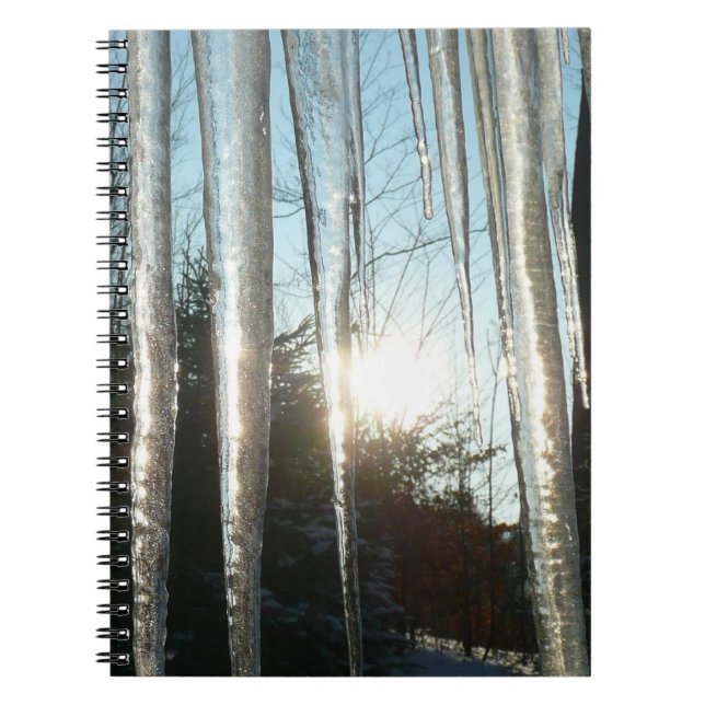 Sunrise Through Icicles Winter Nature Photography Notebook (Front)