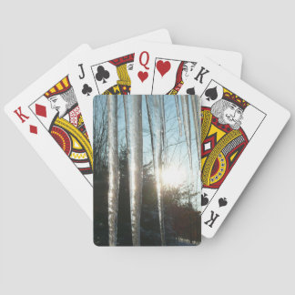 Sunrise Through Icicles Winter Nature Photography Playing Cards