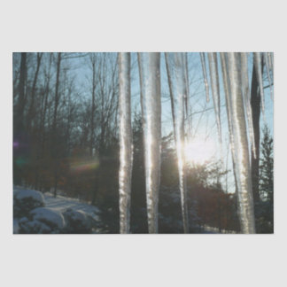 Sunrise Through Icicles Winter Nature Photography Tissue Paper