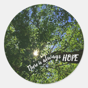 Sunrise Through Tree Photo There Is Always Hope Classic Round Sticker