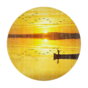 Sunrise Traditional Fishmonger Boat Cutting Board