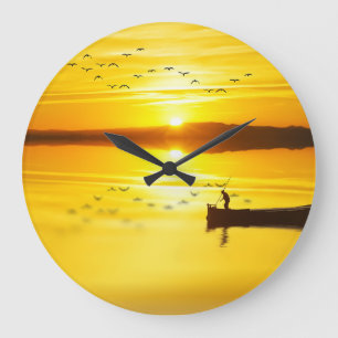 Sunrise Traditional Fishmonger Boat Large Clock