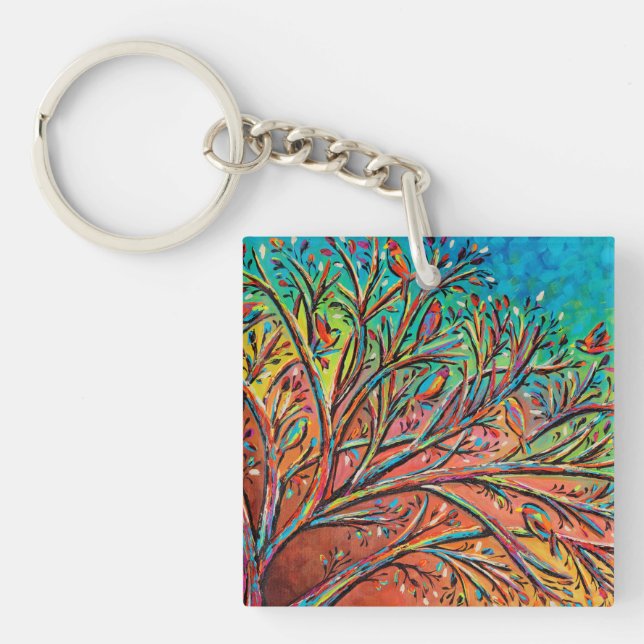 Sunrise Treetop Birds II Key Ring (Front)