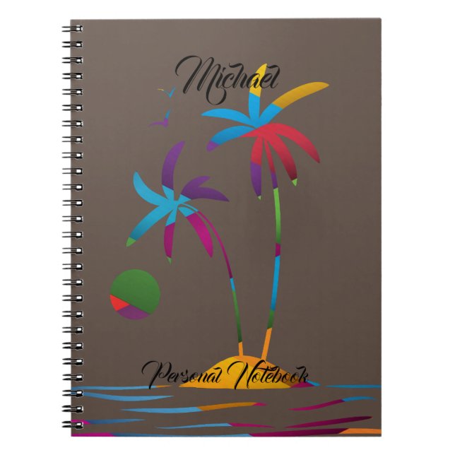 Sunrise Tropical Beach Multicolor Notebook (Front)